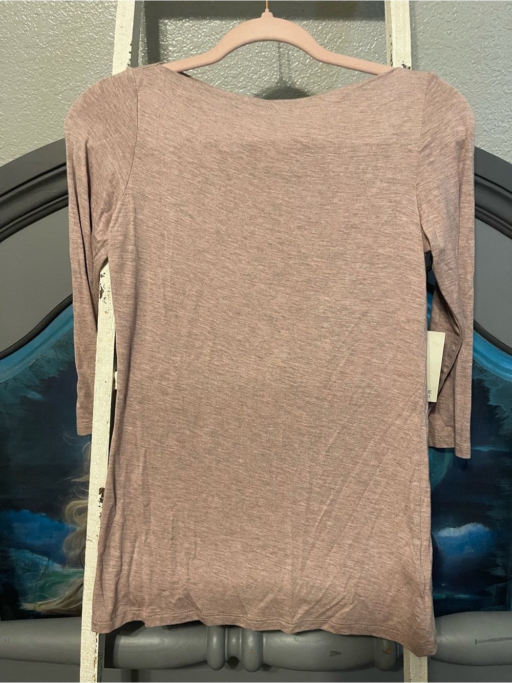 Adrienne Vittadini Long Sleeve Scoop Neck Top - Heathered Mauve